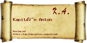 Kapitán Anton névjegykártya